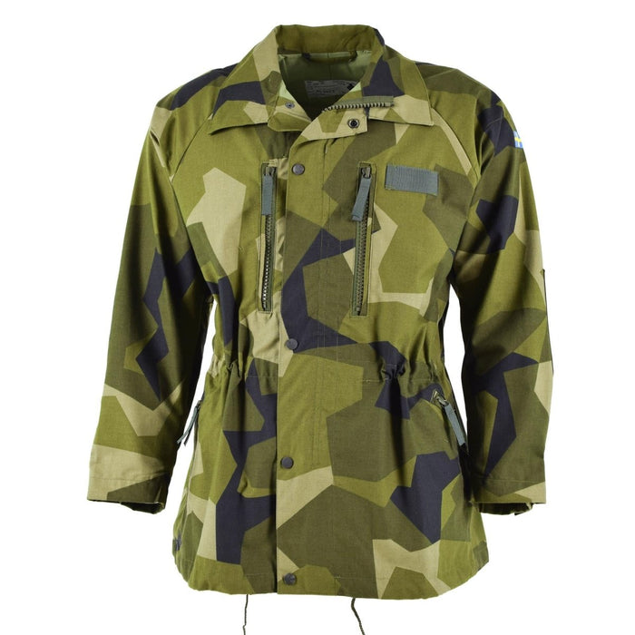 Giacca militare mimetica scheggiata M90 originale dell'esercito svedese con tasche multiple, vita e polsini regolabili per uso esterno