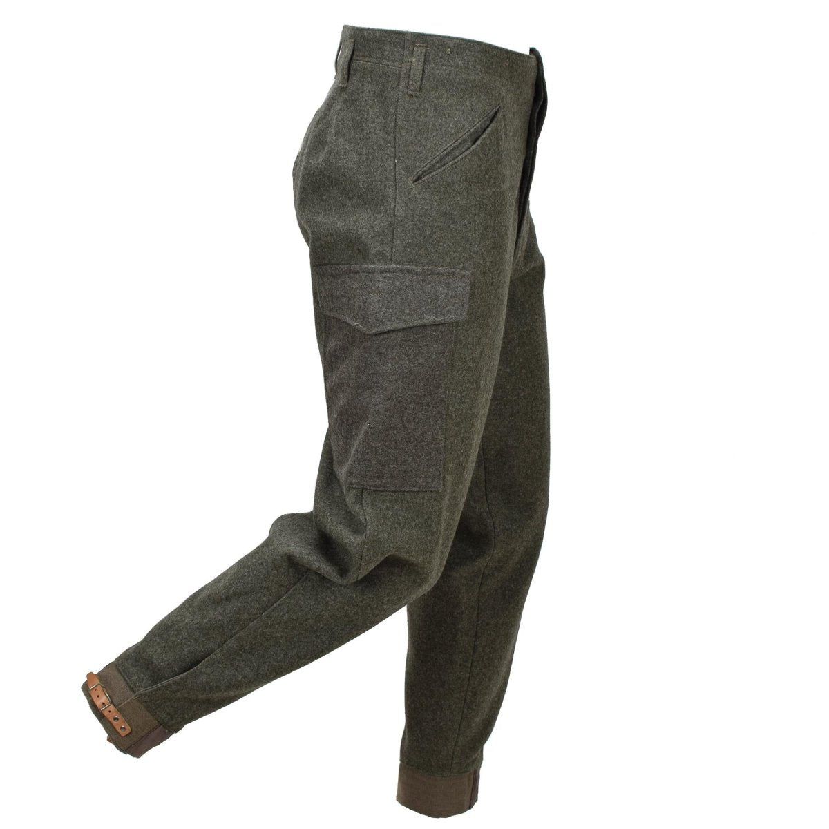 Pantaloni da campo originali M39/58 dell'esercito svedese in lana cargo in eccedenza verde oliva