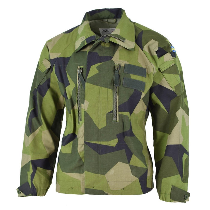 Giacca da combattimento mimetica scheggiata M90 originale dell'esercito svedese con tasche multiple e gomiti rinforzati per una maggiore durata e uso esterno