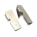 Two original Swedish Army military surplus tin can openers made of steel displayed on a white background