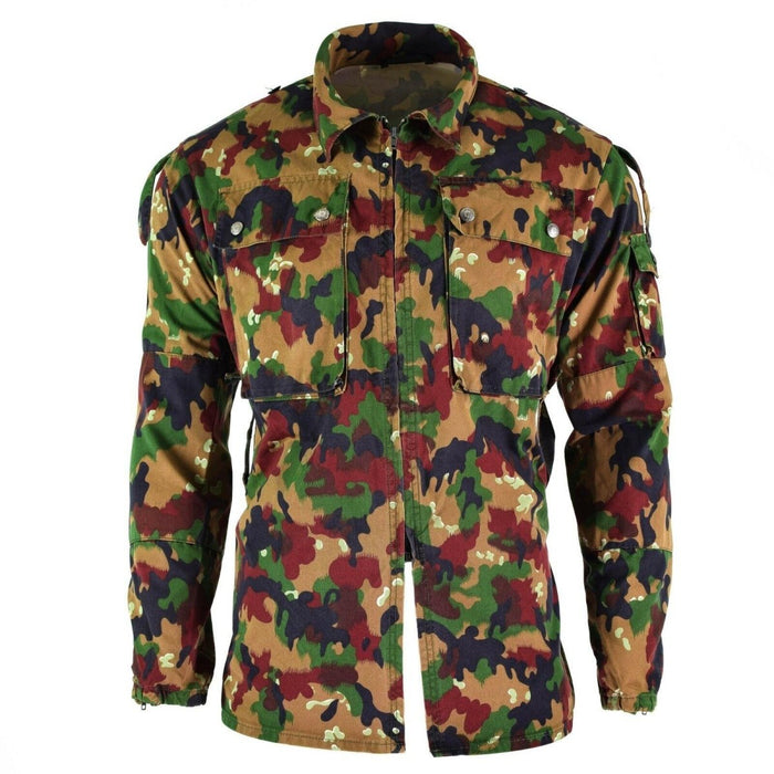Giacca originale dell'esercito svizzero M83 campo da combattimento Alpenflage Camo camicia con cerniera NOVITÀ - GoMilitar