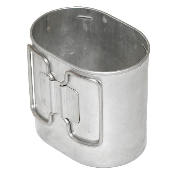 Vintage Swiss Army aluminum butterfly handle mess cup for military surplus canteen set camping or outdoor use