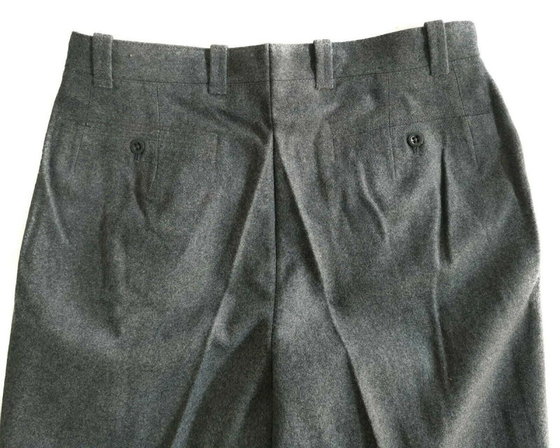 Gray pleated pants on a white background