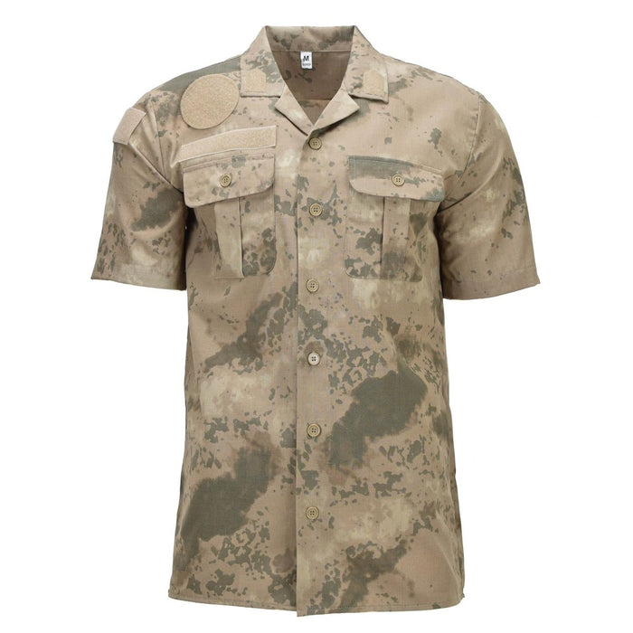 Camicia da campo militare turca originale a maniche corte con motivo mimetico M2021, tessuto misto cotone resistente per l'uso nella stagione calda