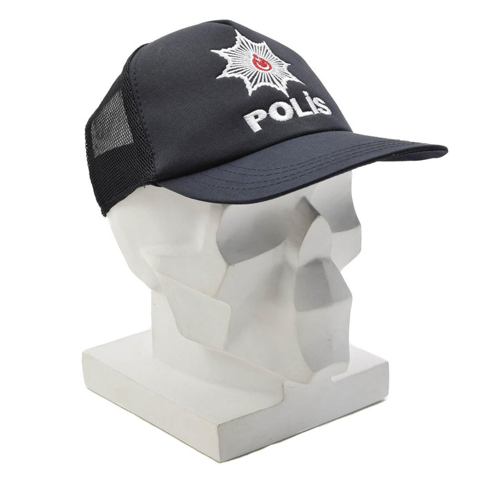 Berretto da campo militare turco originale POLIS con inserto in rete, chiusura regolabile, nero - GoMilitar
