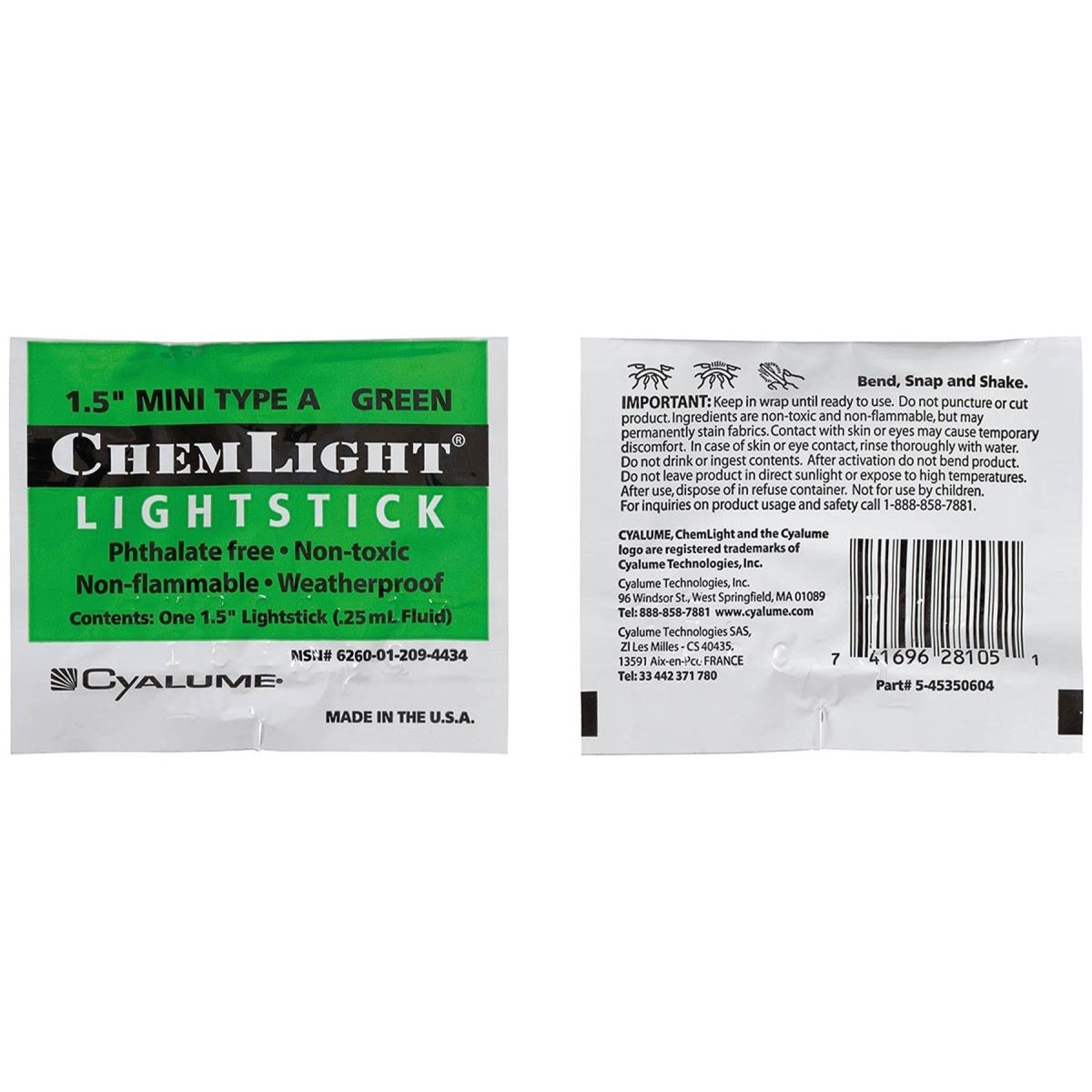 Stick di luce tattica militare statunitense originale Cyalume 4 ore Glowsticks Nuovo