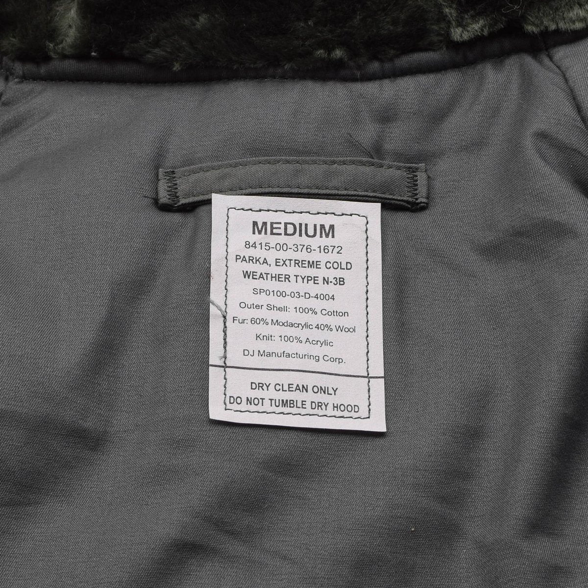 Parka originale militare statunitense N-3B per la stagione fredda, resistente al vento, verde oliva
