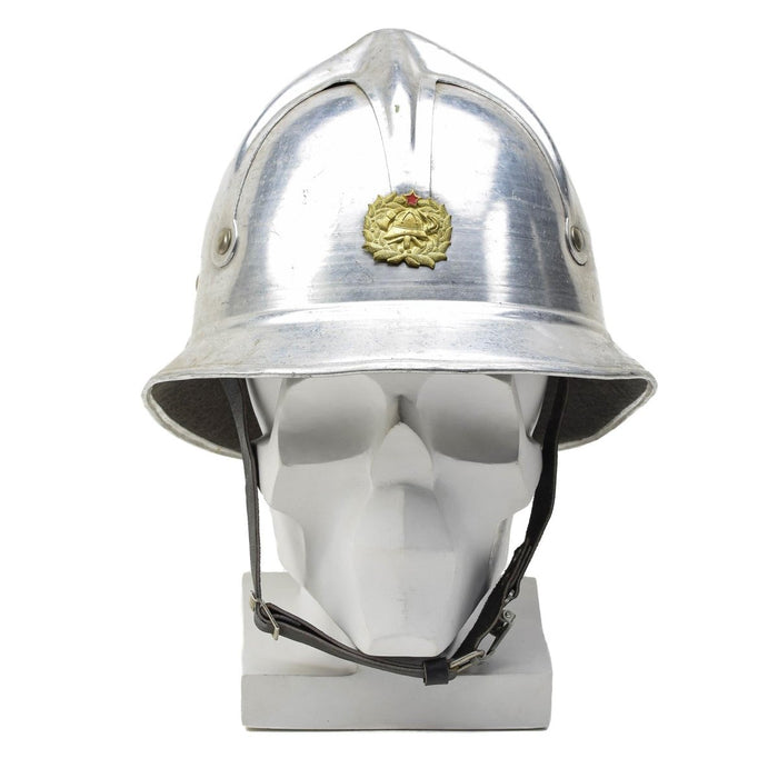 Casco da pompiere originale Jugoslavia militare in alluminio grigio distintivo di partenza rosso esercito - GoMilitar