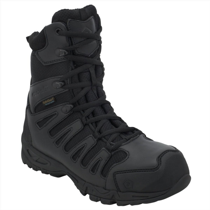 Stivale tattico Pentagon nero Achilles XTR 8" con pelle impermeabile ad alta densità e tomaia in nylon resistente all'abrasione