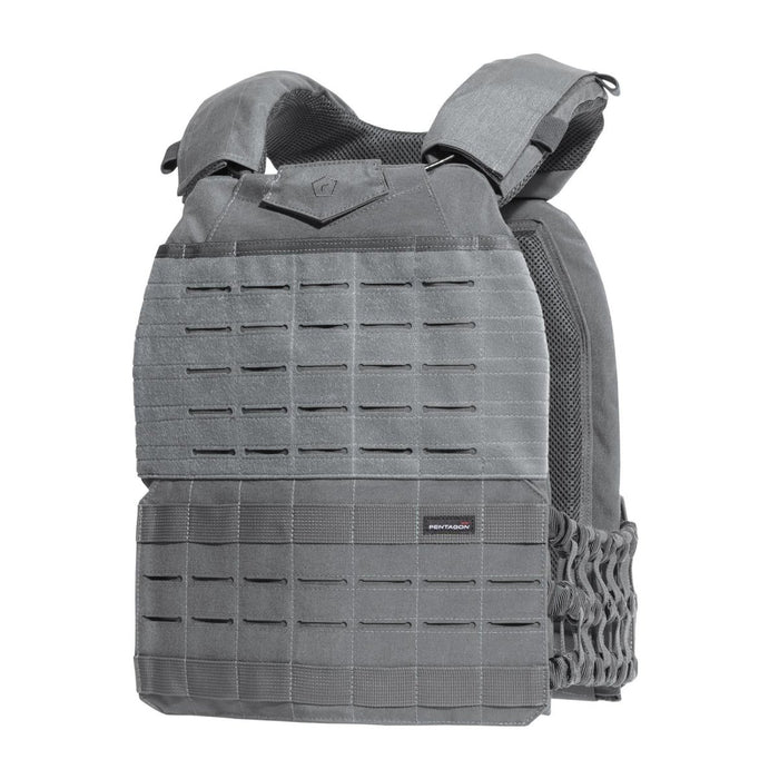 Gilet tattico PENTAGON Milon Plate Carrier Mk2 grigio con sistema MOLLE tagliato al laser e pannelli in rete traspirante