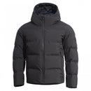 Black Pentagon Omega down jacket with hood, 700 fill power, windproof and water-resistant for cold winter weather.