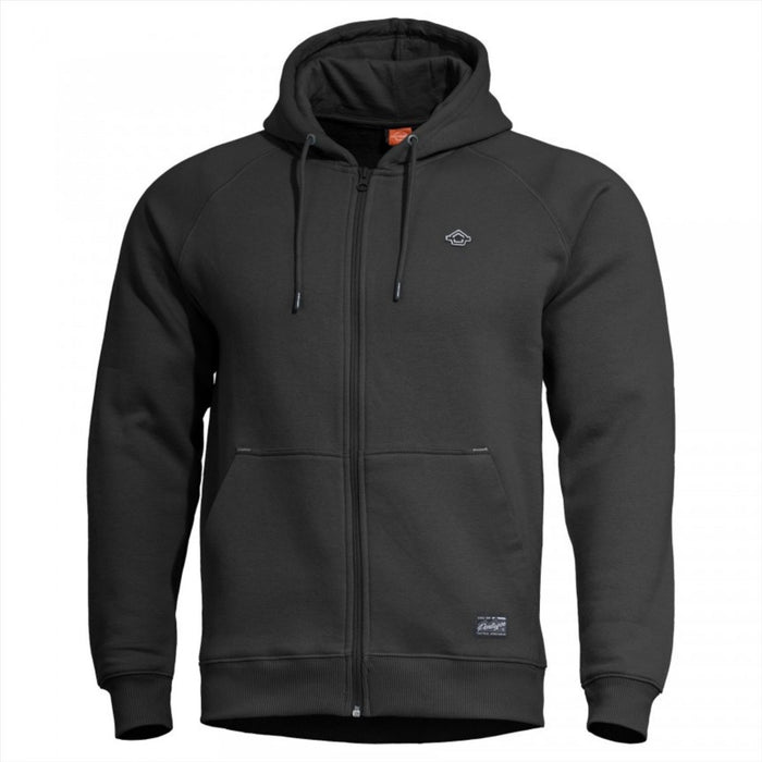 PENTAGON Phaeton Maglione con zip intera Vestibilità comoda Cuciture piatte Cappuccio antipioggia Nero - GoMilitar