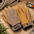 Guanti da arrampicata Petzl Cordex Doppio strato in pelle Rappel Rope Handling Beige