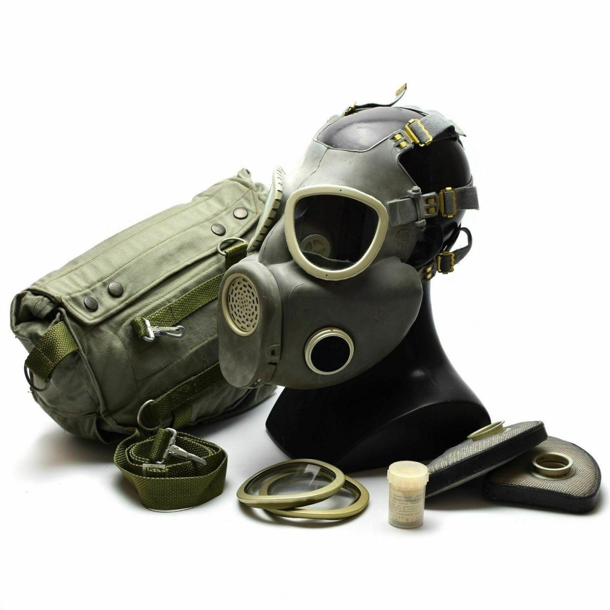 Maschera per gas militare polacco MP-4 Menolino Respiratorio Grey Olive grigio OD NUOVO