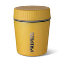 Yellow Primus Trailbreak vacuum jug with screw-on lid, designed for 24-hour heat retention during outdoor camping.