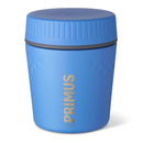 Blue Primus Trailbreak vacuum insulated jug with screw-on lid for 24-hour heat retention, perfect for camping and hiking.