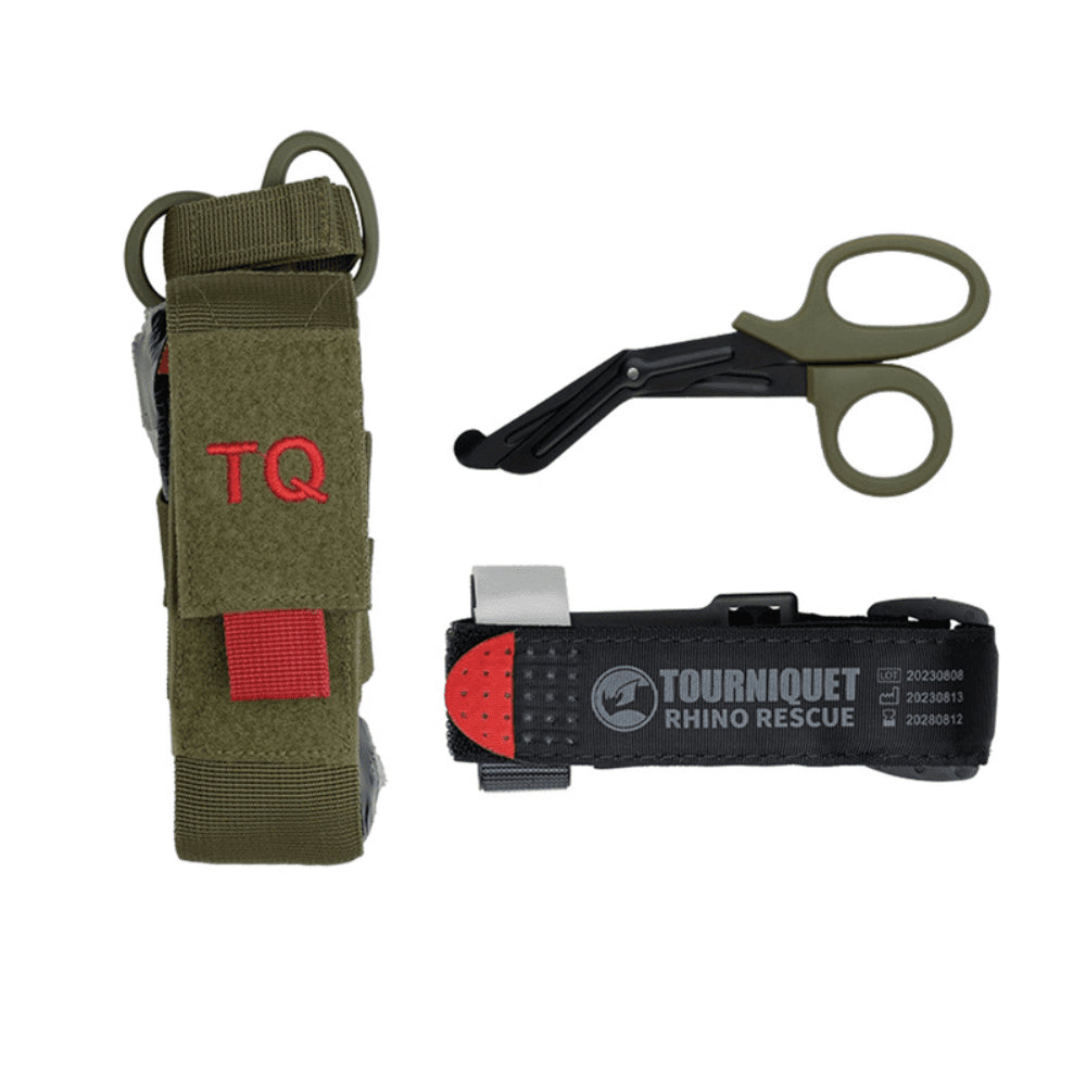 Set di laccio emostatico Rhino Rescue, custodia, forbici, kit di pronto soccorso di emergenza, oliva