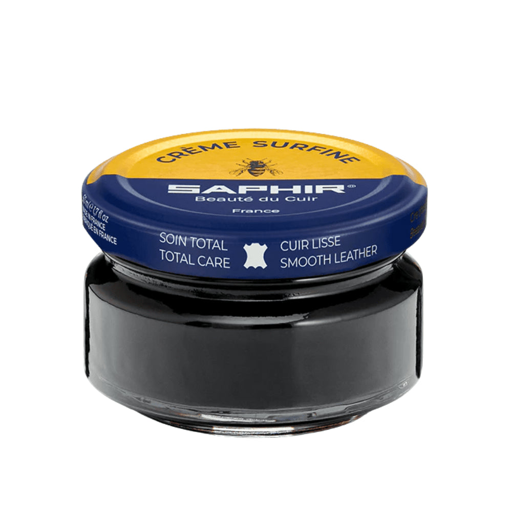 Saphir Creme Surfine Crema per scarpe in pelle lucidante 50 ml Cura della cera d'api Nera