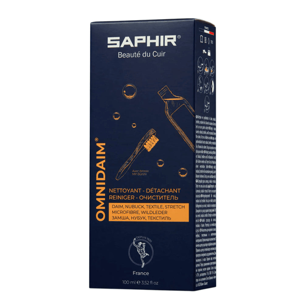 Saphir Omnidaim Detergente per scarpe in pelle scamosciata e nabuk 100 ml Pennello neutro incluso