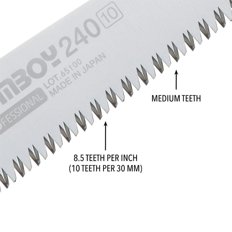 Silky GOMBOY 240 - 10 Folding Saw Serrated Japanese Stainless Steel Blade - GoMilitar