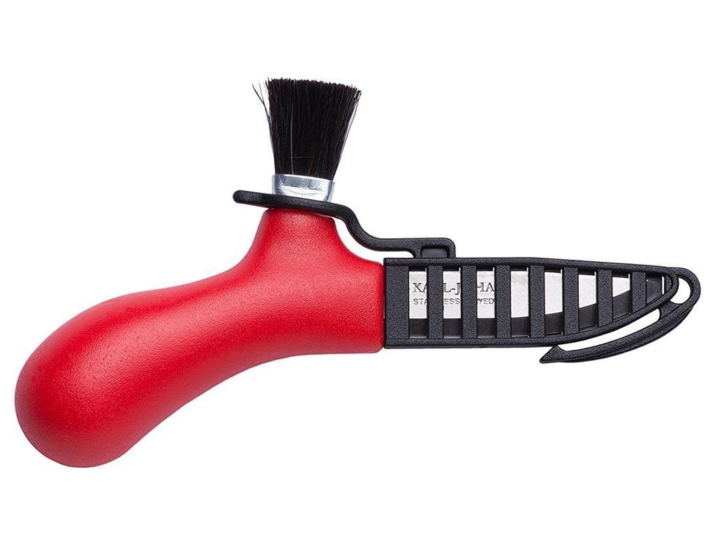 Coltello svedese Mora funghi che raccoglie in acciaio inossidabile vera spazzola da cavallo rossa