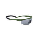 Olive safety goggles with adjustable strap, anti-fog, scratch-resistant lenses, and UV protection for outdoor use.