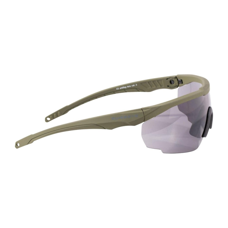 Olive SWISS EYE safety glasses with adjustable angle, anti-fog and UV protection, durable nylon frame