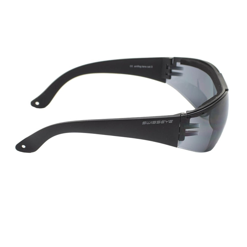SWISS EYE wide safety glasses with smoke lenses, anti-fog and anti-scratch protection, durable black frame goggles
