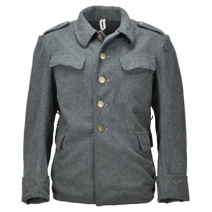 Giacca da campo militare svizzera Spalline vintage con bottoni sulle spalle Lana grigia - GoMilitar
