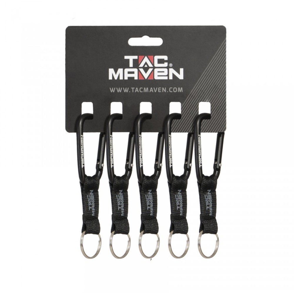 Moschettoni in alluminio TAC MAVEN da 7 mm, confezione da 5 clip per chiavi da campeggio all'aperto