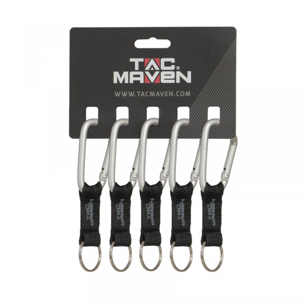 Moschettoni in alluminio TAC MAVEN da 7 mm, confezione da 5 clip per chiavi da campeggio all'aperto