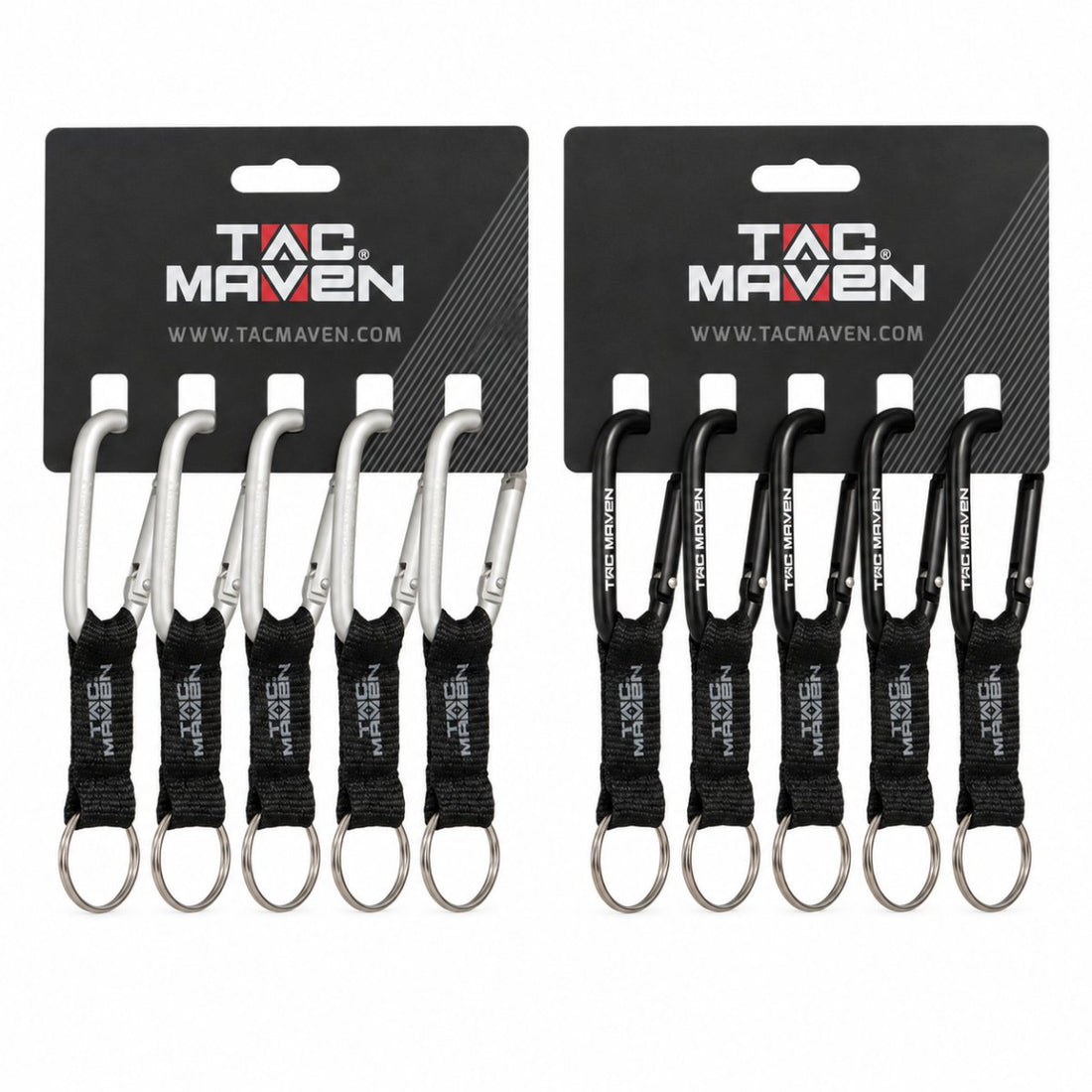 Moschettoni in alluminio TAC MAVEN da 7 mm, confezione da 5 clip per chiavi da campeggio all'aperto