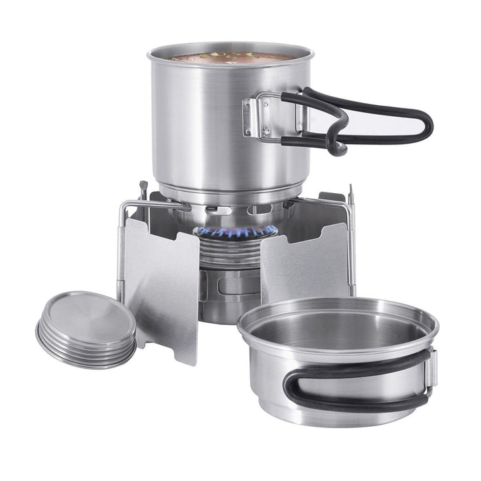 Tatonka Set fornello con bruciatore ad alcool, kit da cucina per esterni, supporto per pentole in acciaio inossidabile - GoMilitar