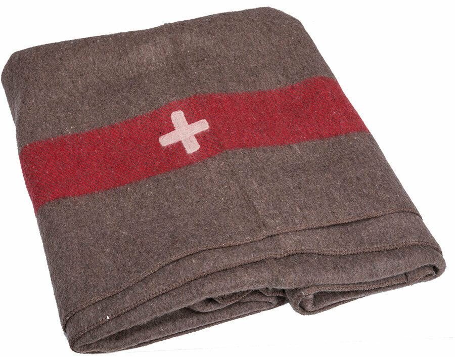 Vintage Swiss Army Boperi di lana coperta di lana militare Croce a strisce rossa nuovo nuovo