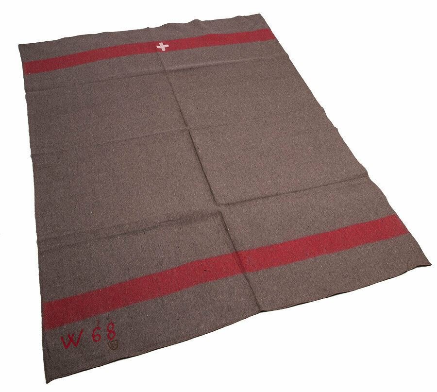 Vintage Swiss Army Boperi di lana coperta di lana militare Croce a strisce rossa nuovo nuovo