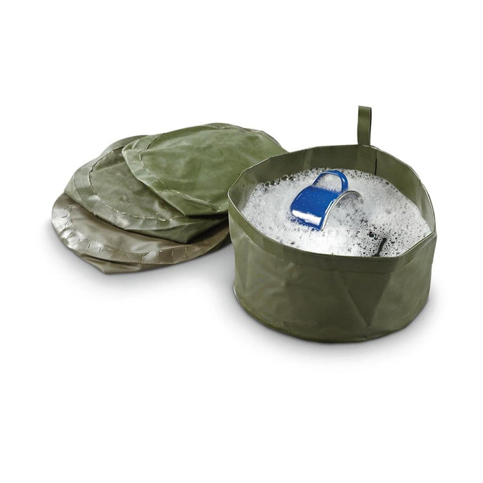 Custodia per il lavaggio originale vintage dell'esercito olandese, ciotola per l'acqua pieghevole, leggera e compatta, color oliva